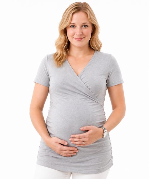Crossover Breastfeeding top Light Grey Small