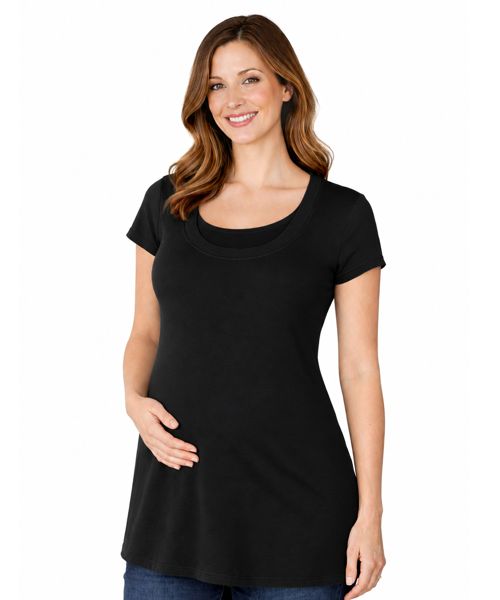Double Layer Nursing Maternity Top Small Black