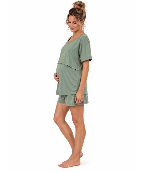 Loose loungey maternity nursing sleep set sage green