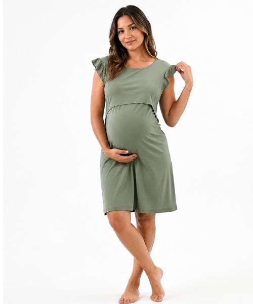 Maternity and feeding nightie Sage Green Small