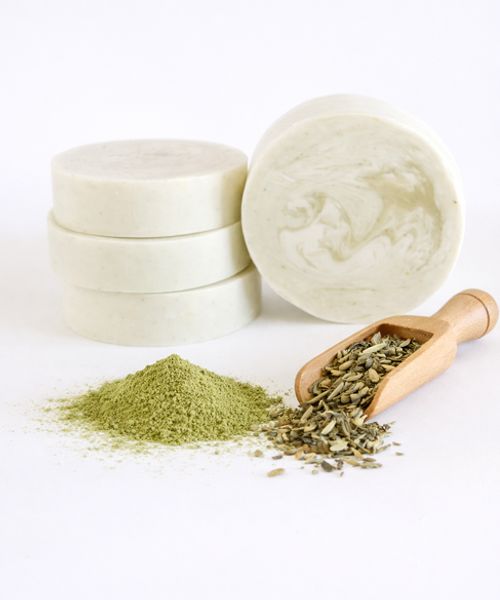 Moringa and white tea Handcrafted soap with tea leaves scoop and moringa powder