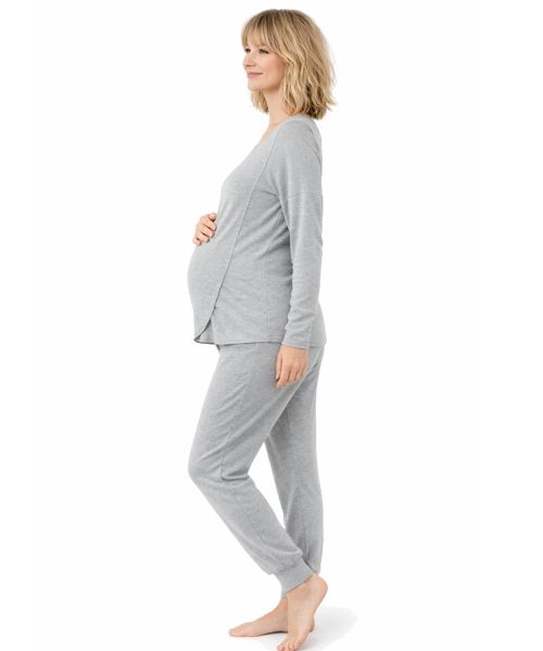 Soft Winter Maternity nursing Pyjamas side view