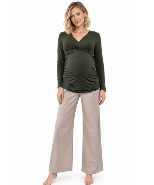 Stone Wide leg maternity pants