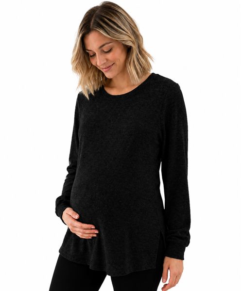 The Essential Black Maternity Rib knit Pullover