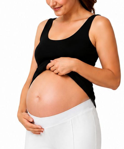 Wide leg Pin tuck maternity pants Under bump
