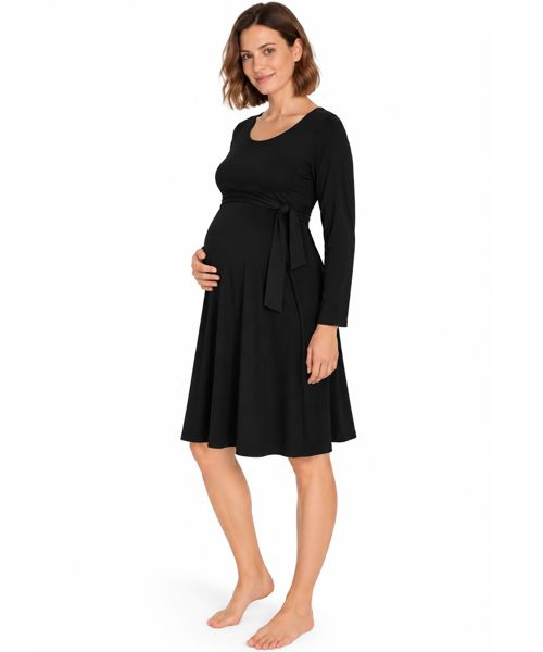 Wrap bodice maternity nursing dress black version